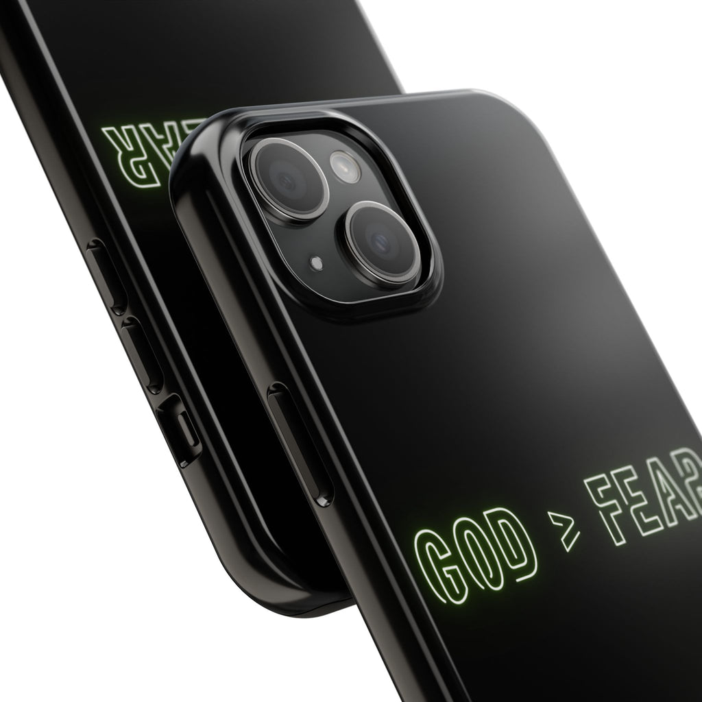 God > Fear Tough Phone Case — Neon Faith Protective iPhone Cover