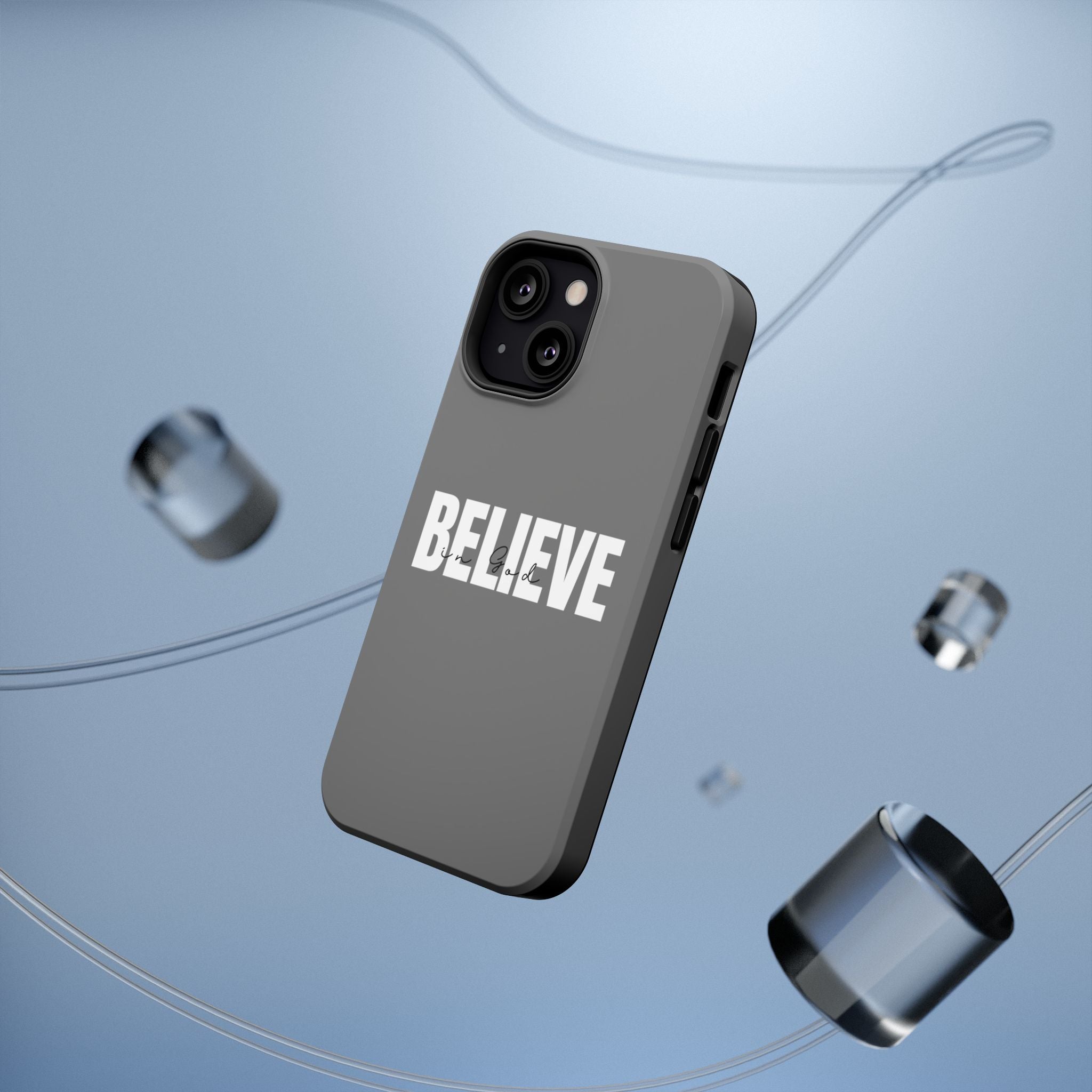 Phone Case — GREY "BELIEVE" Impact-Resistant Protective Cover