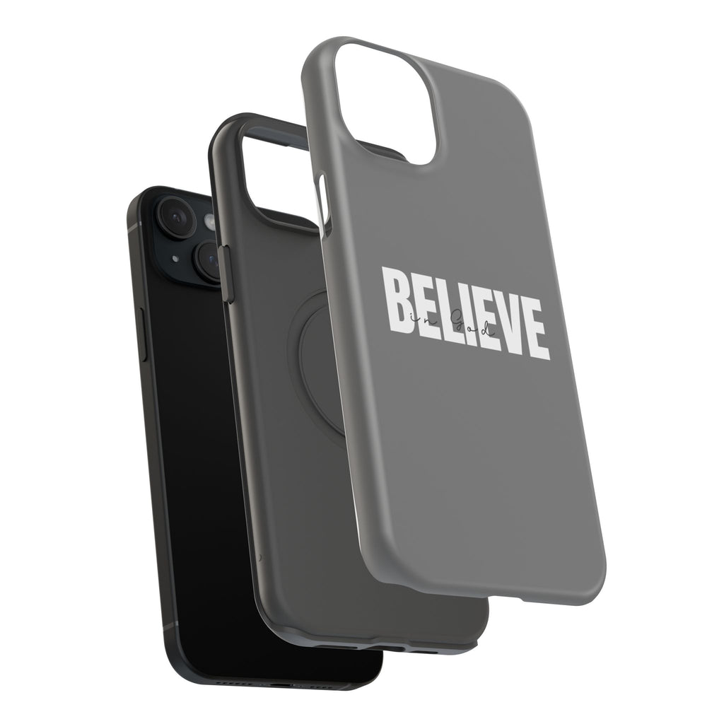 Phone Case — GREY "BELIEVE" Impact-Resistant Protective Cover