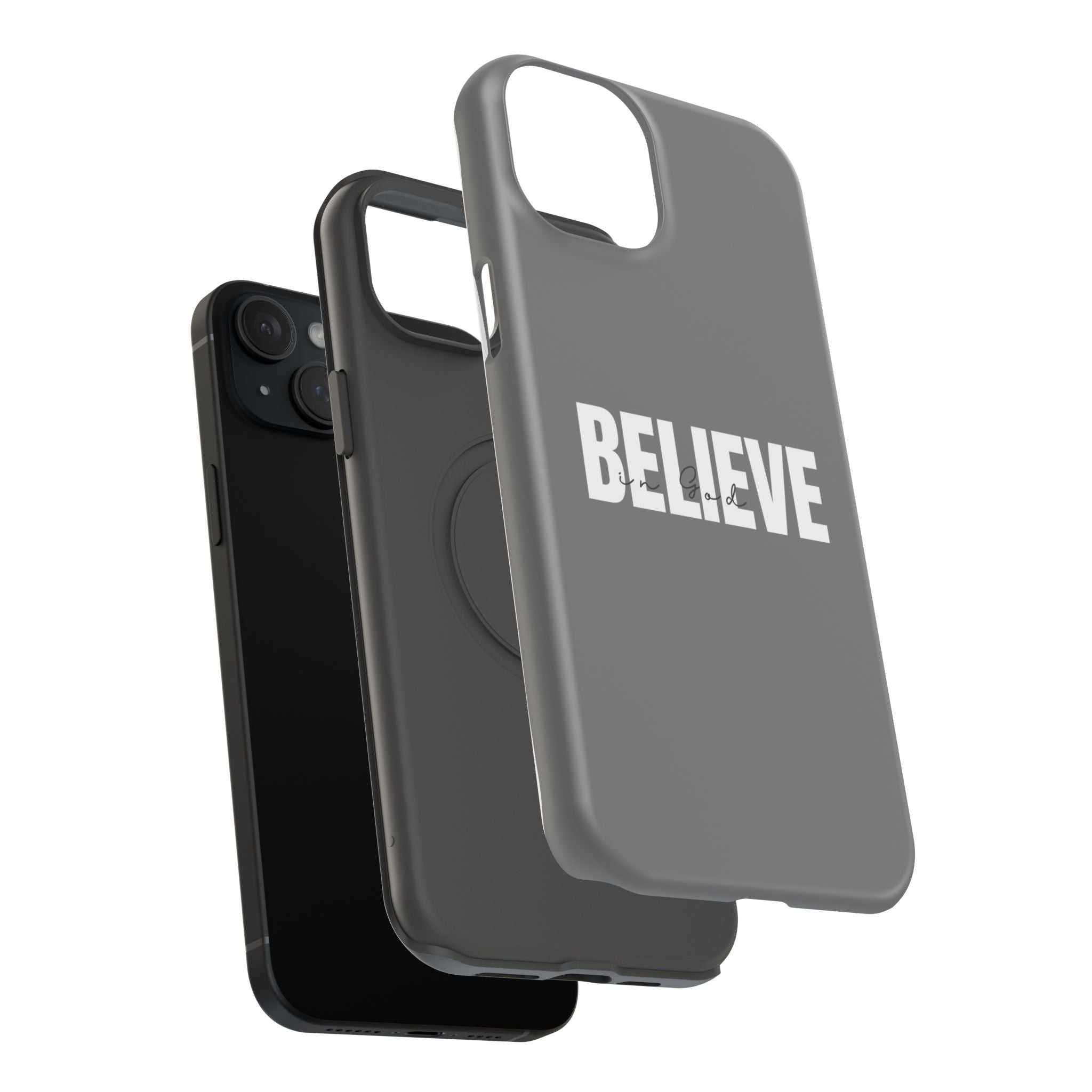 Phone Case — GREY "BELIEVE" Impact-Resistant Protective Cover