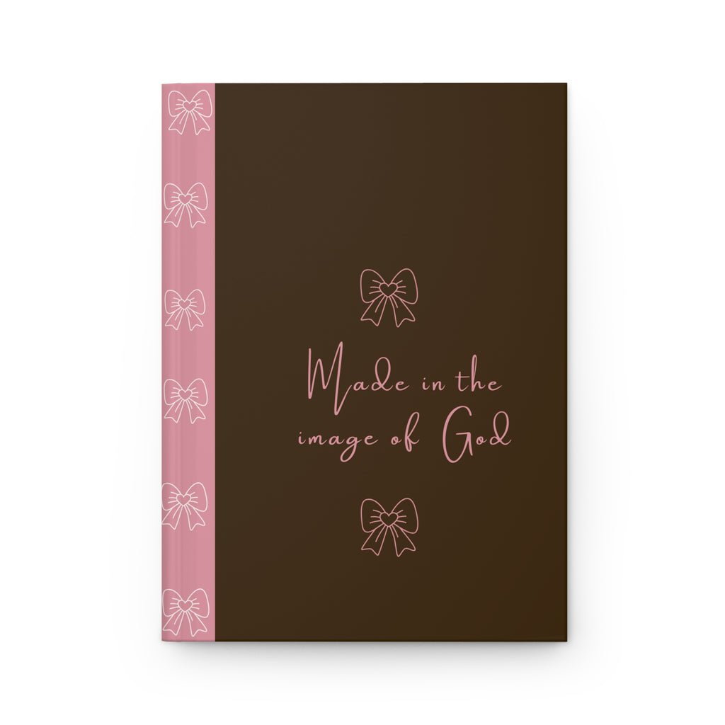 Hardcover Journal — "Made in the Image of God" Brown & Pink Inspirational Notebook