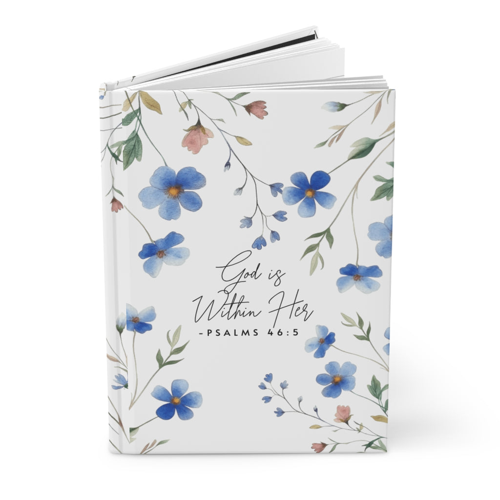 Floral Psalms Hardcover Journal — "God is Within Her" Inspirational Notebook