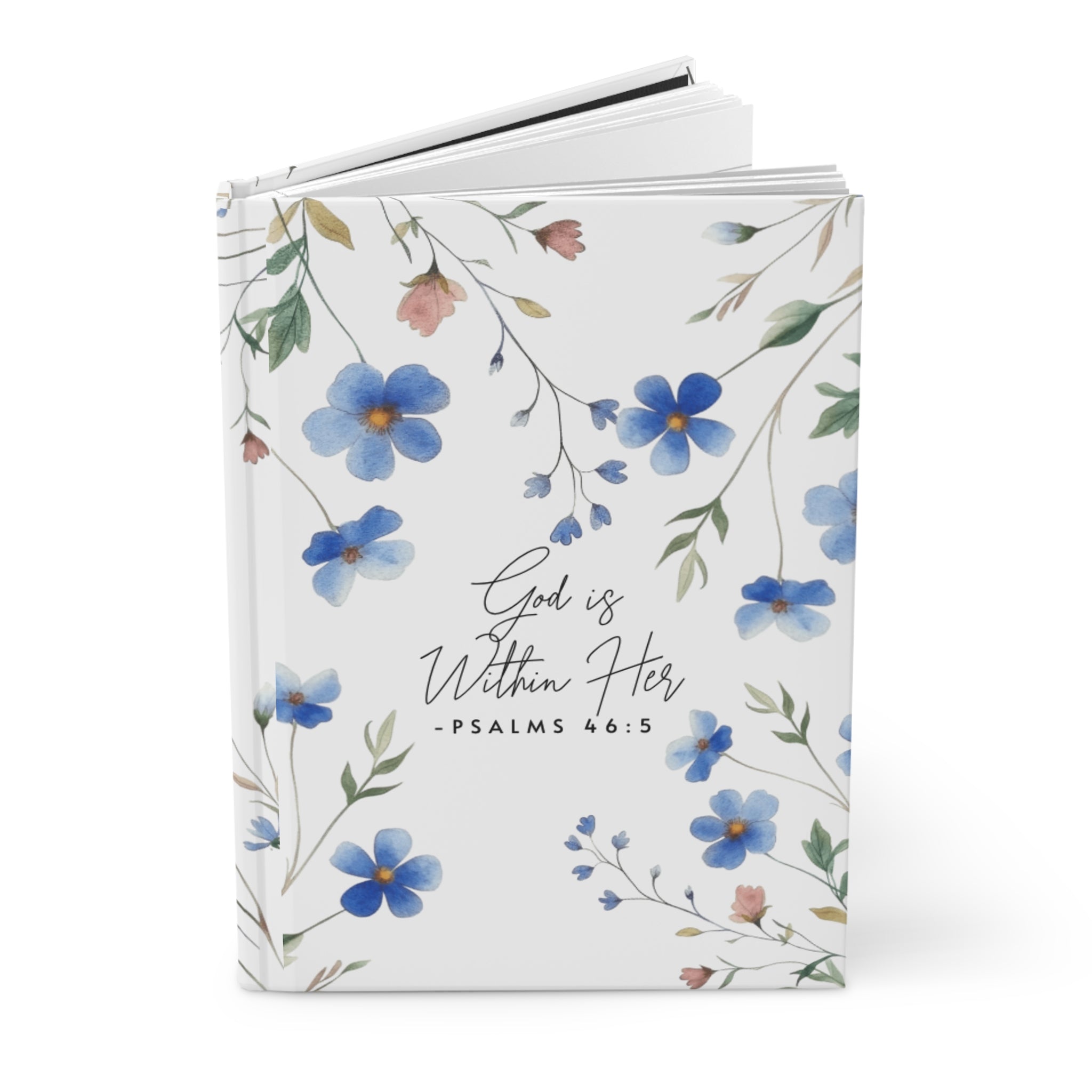 Floral Psalms Hardcover Journal — "God is Within Her" Inspirational Notebook