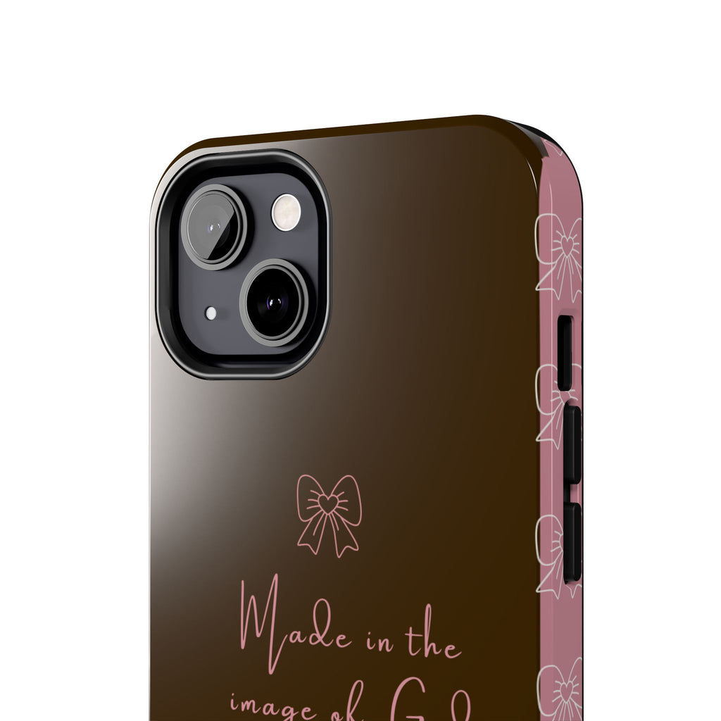 Made in the Image of God Tough Phone Case – Feminine Bow Christian Protective Cover