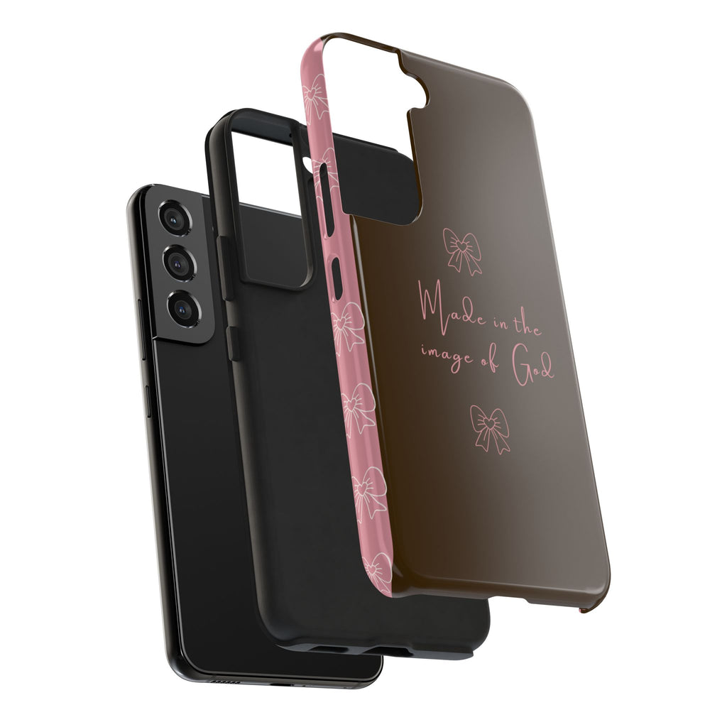 Made in the Image of God Tough Phone Case – Feminine Bow Christian Protective Cover