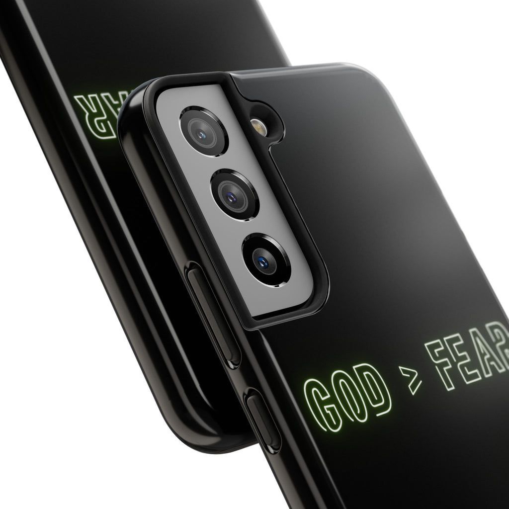 God > Fear Tough Phone Case — Neon Faith Protective iPhone Cover