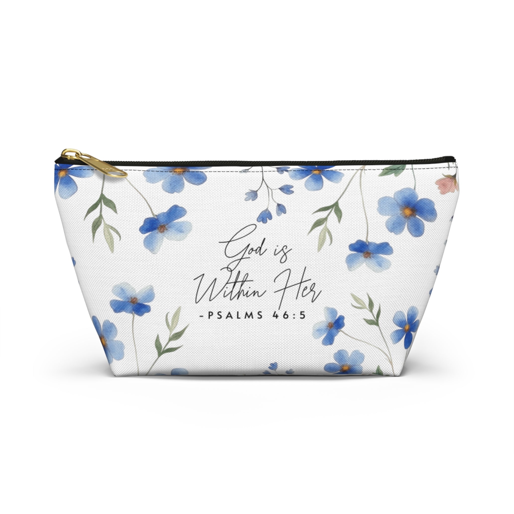 Floral 'God is Within Her' Accessory Pouch