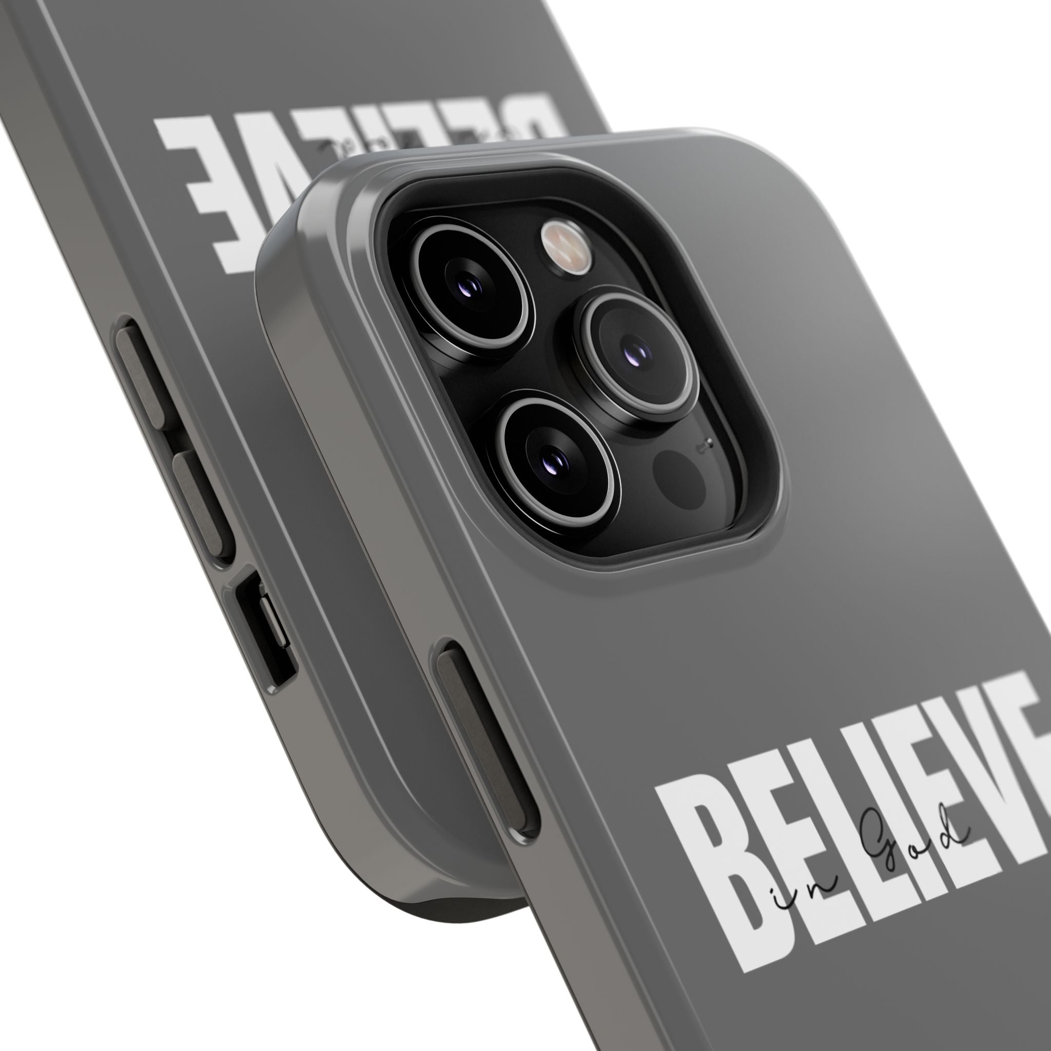 Phone Case — GREY "BELIEVE" Impact-Resistant Protective Cover