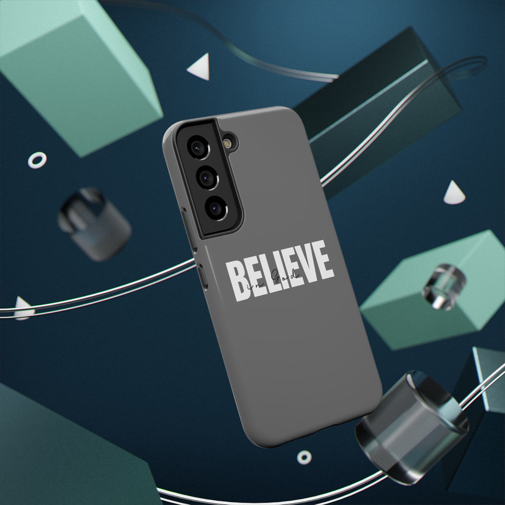 Phone Case — GREY "BELIEVE" Impact-Resistant Protective Cover