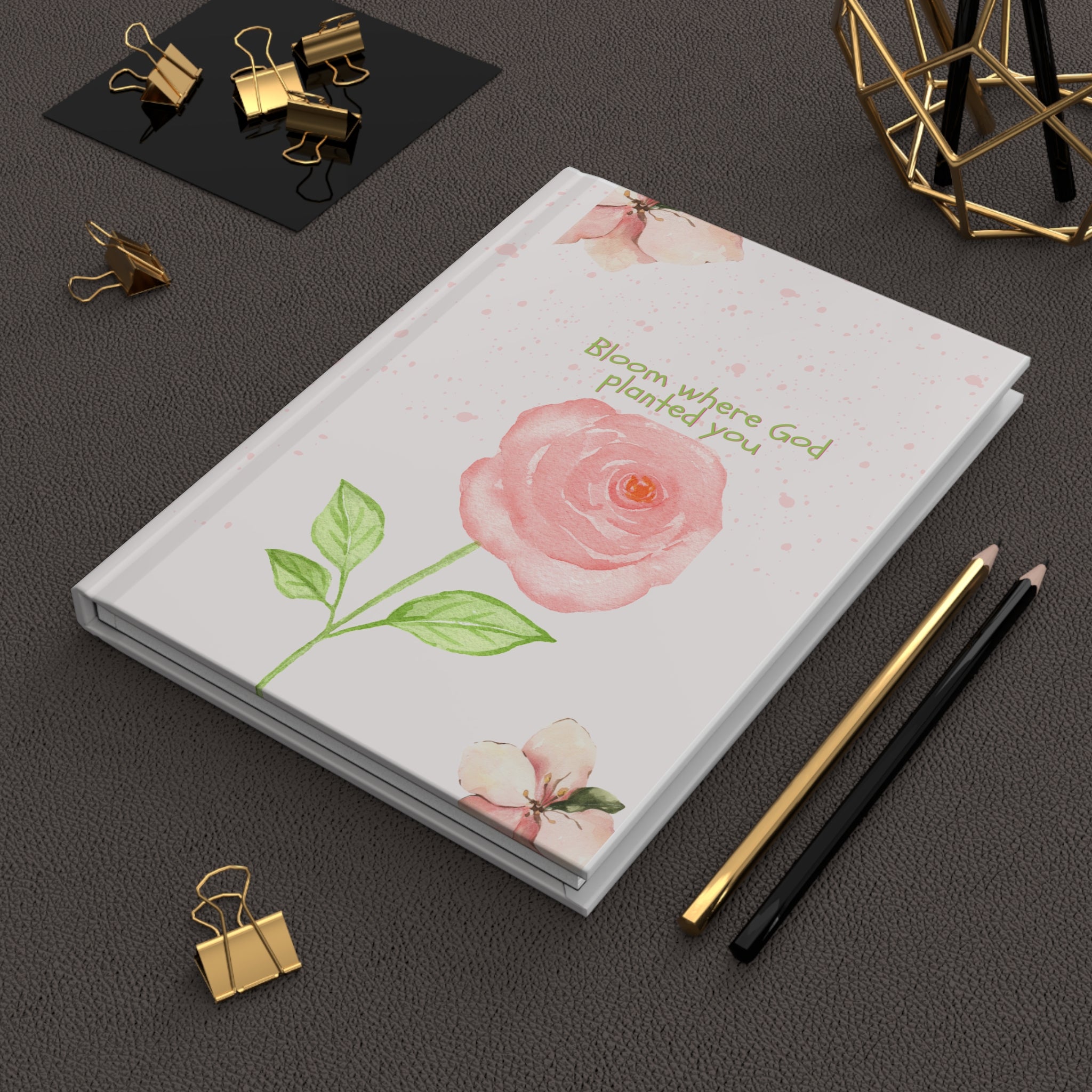 Hardcover Journal — "Bloom Where God Planted You" Floral Faith Notebook