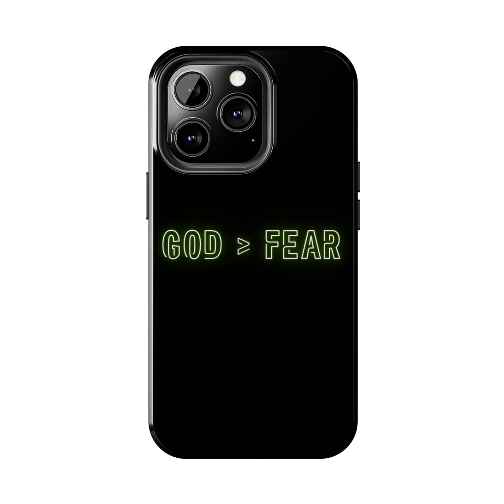 God > Fear Tough Phone Case — Neon Faith Protective iPhone Cover
