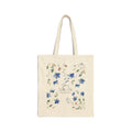 Floral Bible Verse Tote Bag — "Blessed is She" Cotton Canvas Book Bag