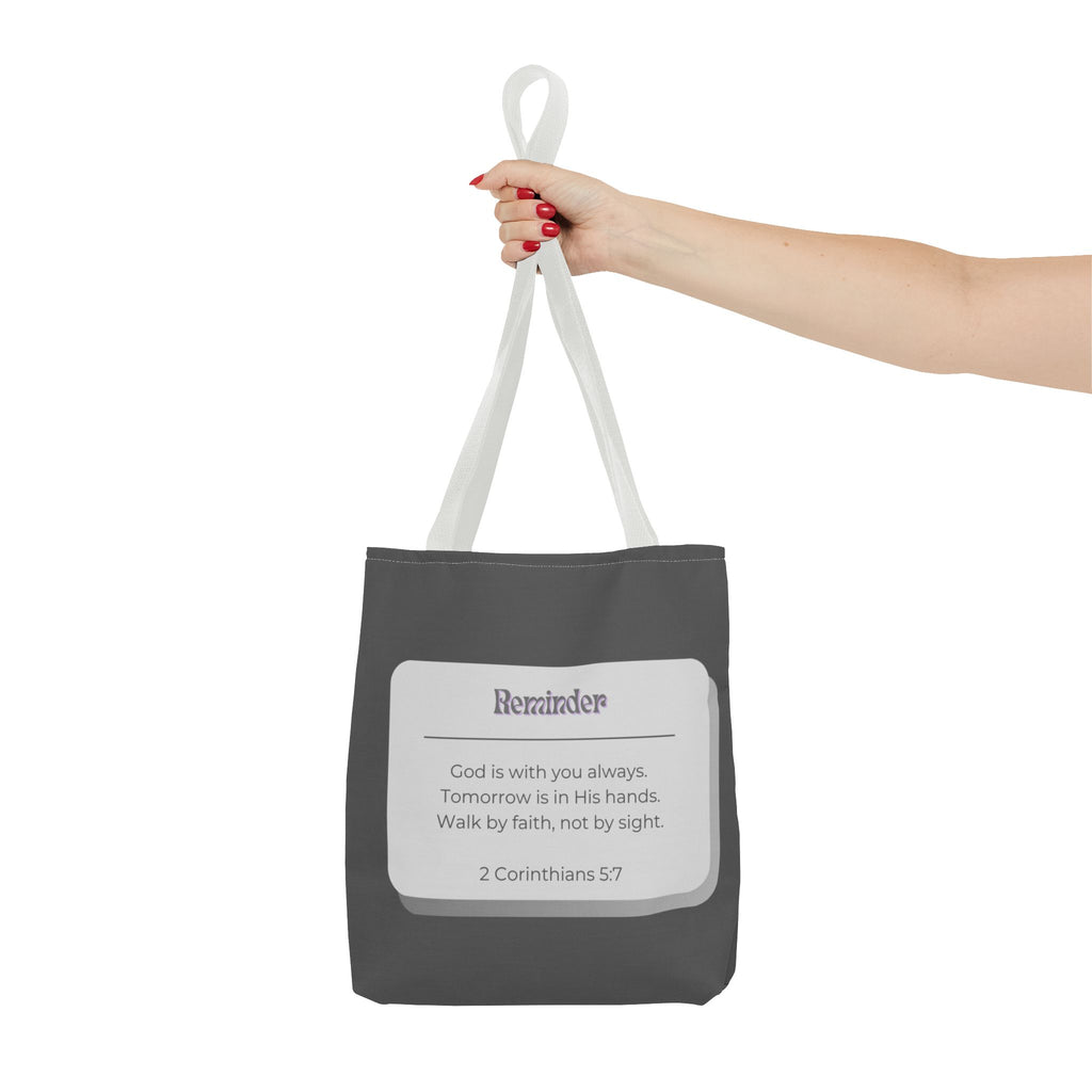 Christian Reminder Tote Bag — 2 Corinthians 5:7 Inspirational Scripture Tote
