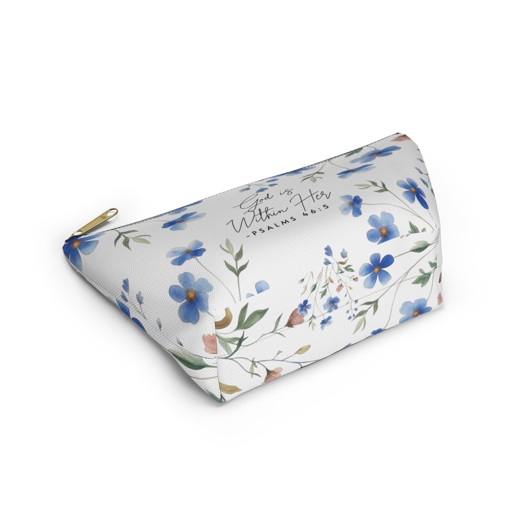 Floral 'God is Within Her' Accessory Pouch