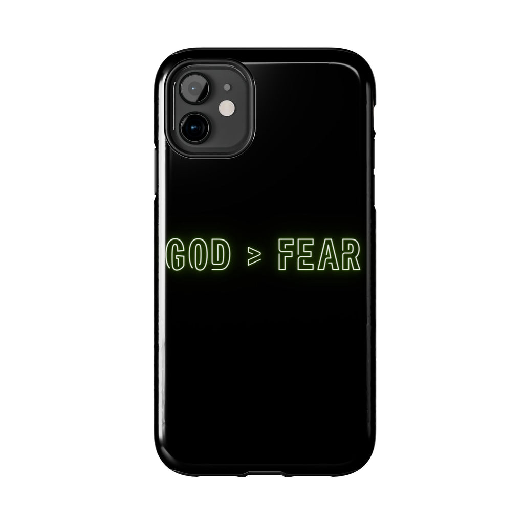 God > Fear Tough Phone Case — Neon Faith Protective iPhone Cover