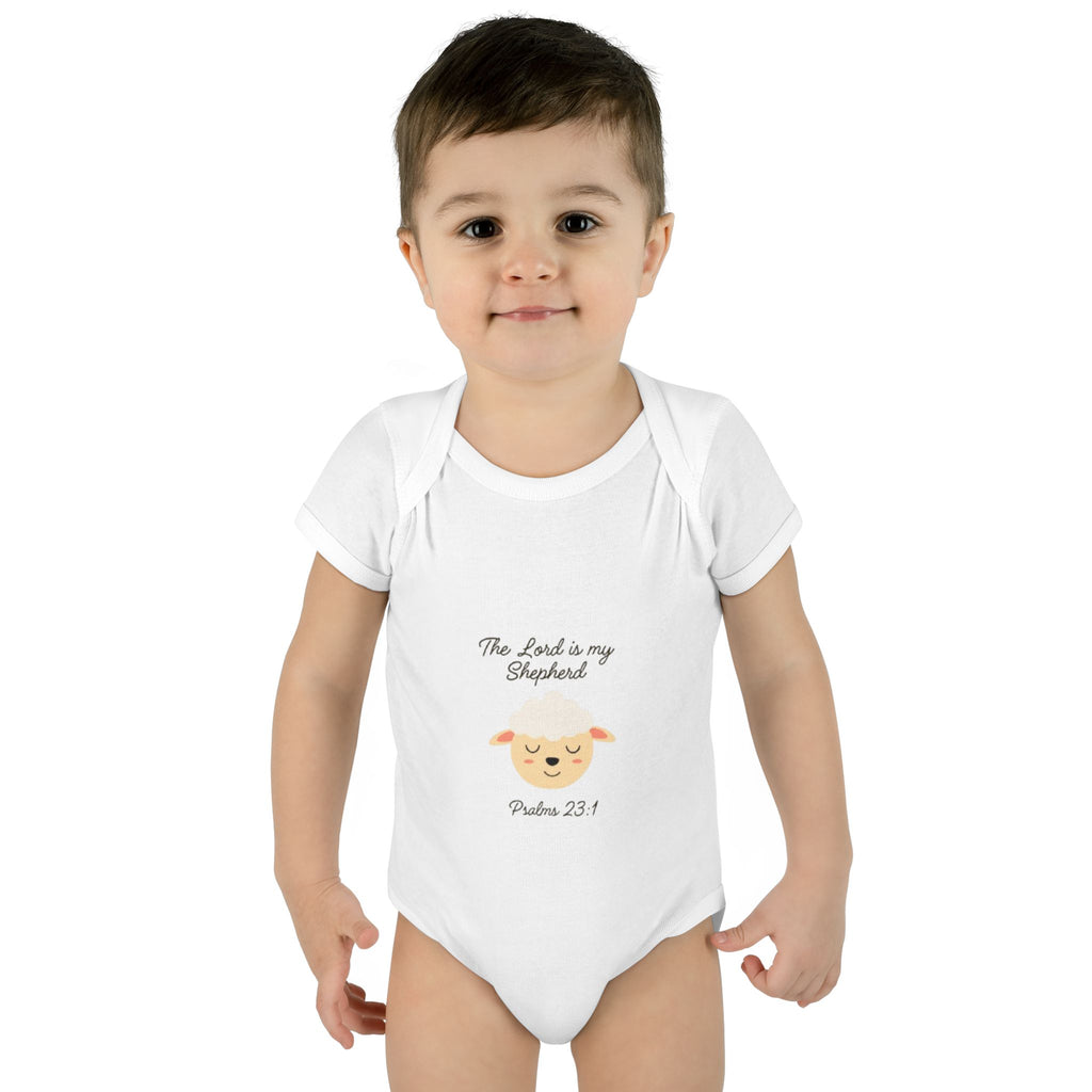 Infant Bodysuit — "The Lord Is My Shepherd" Cute Lamb Baby Onesie (Psalm 23:1)