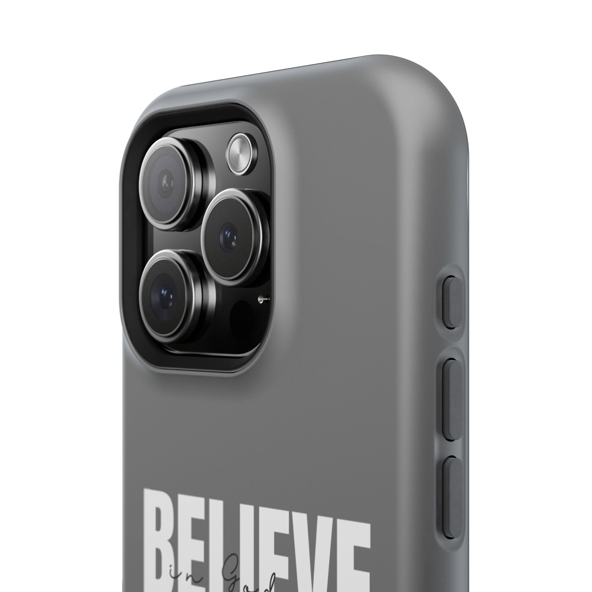 Phone Case — GREY "BELIEVE" Impact-Resistant Protective Cover