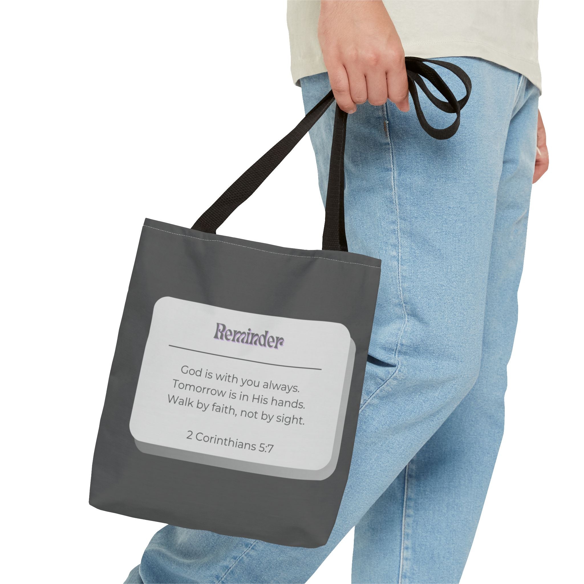 Christian Reminder Tote Bag — 2 Corinthians 5:7 Inspirational Scripture Tote