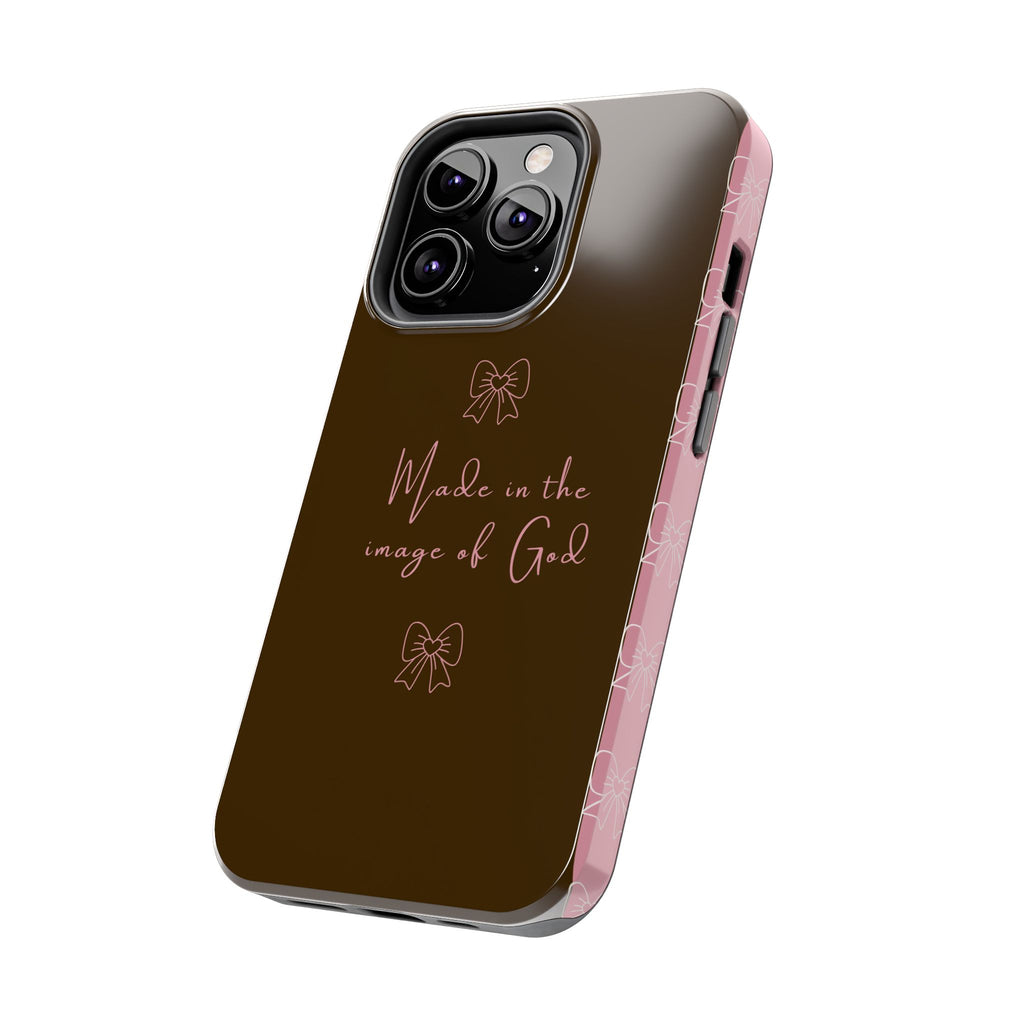 Made in the Image of God Tough Phone Case – Feminine Bow Christian Protective Cover