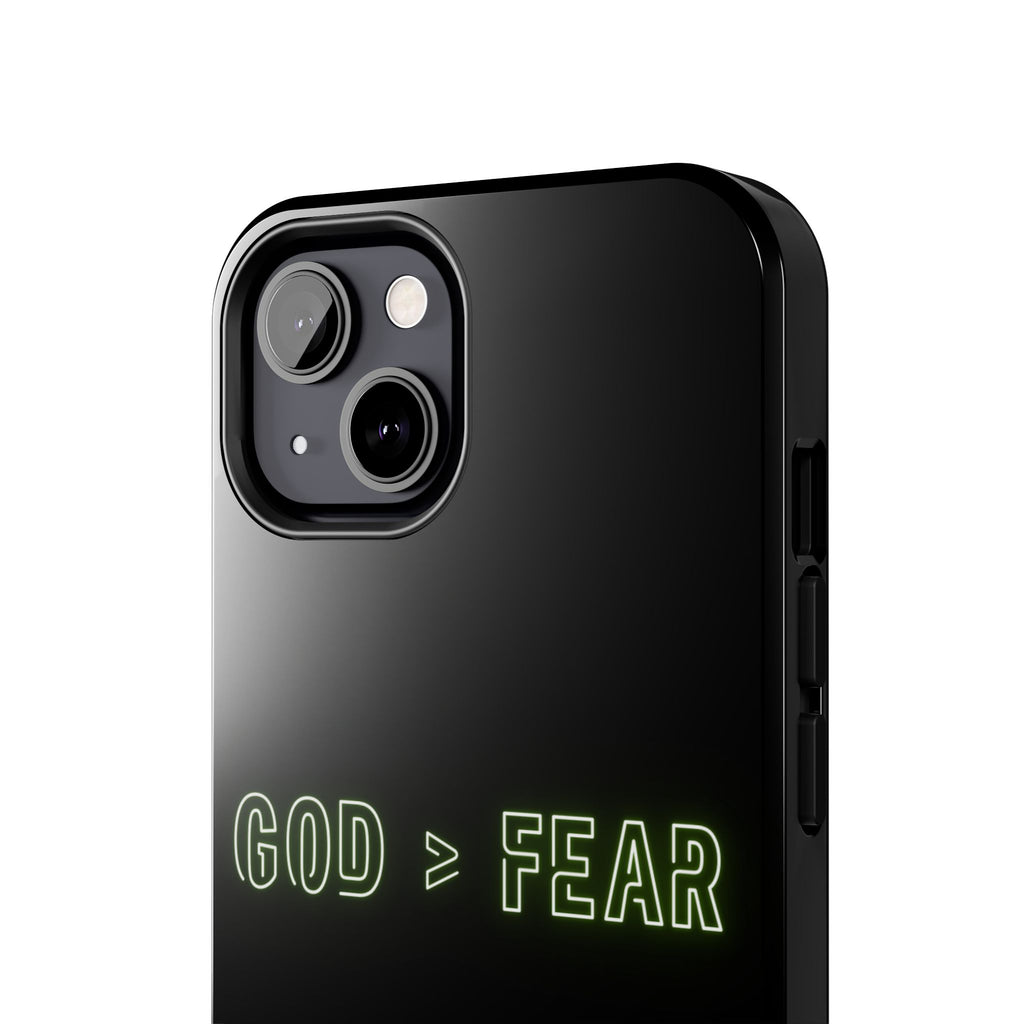 God > Fear Tough Phone Case — Neon Faith Protective iPhone Cover