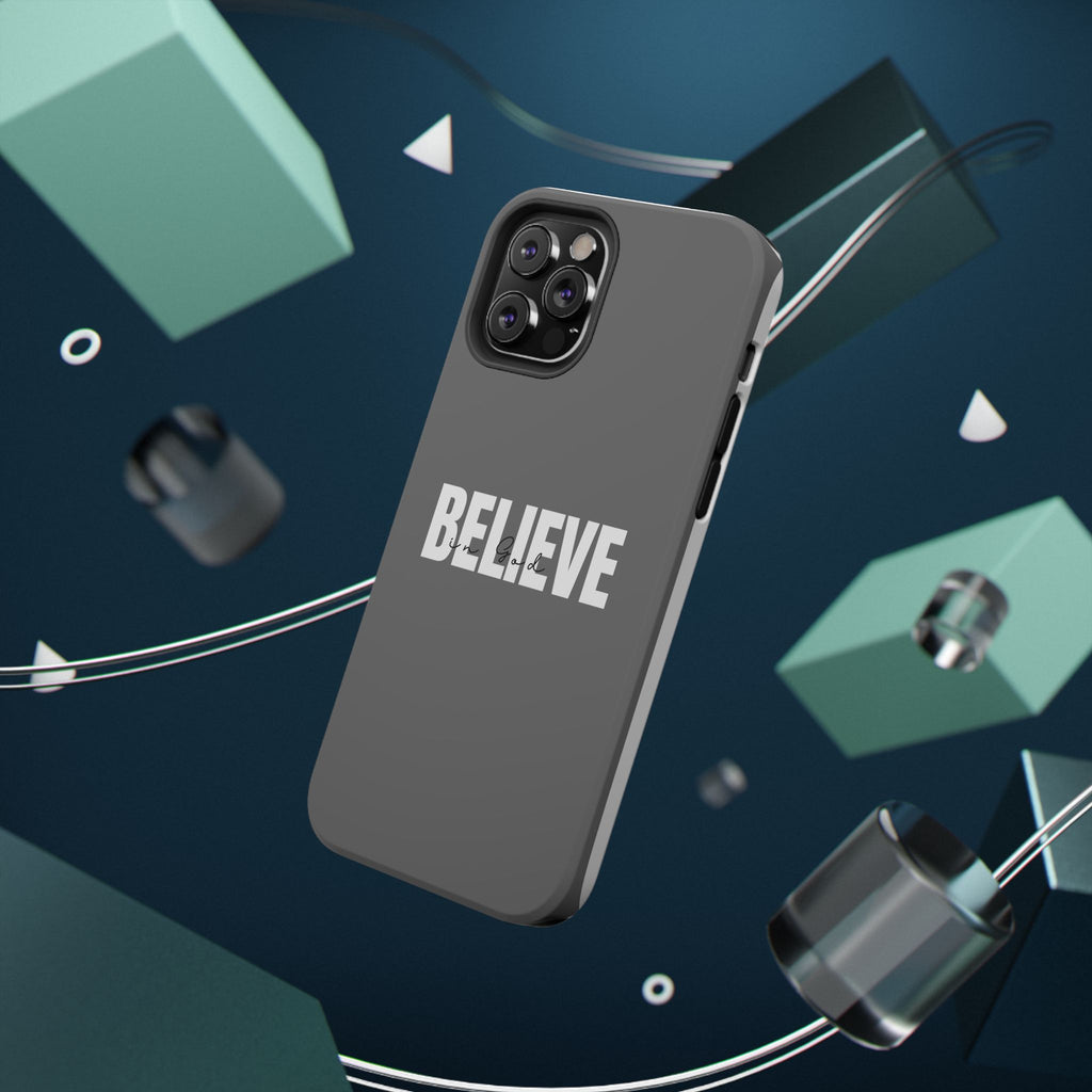 Phone Case — GREY "BELIEVE" Impact-Resistant Protective Cover