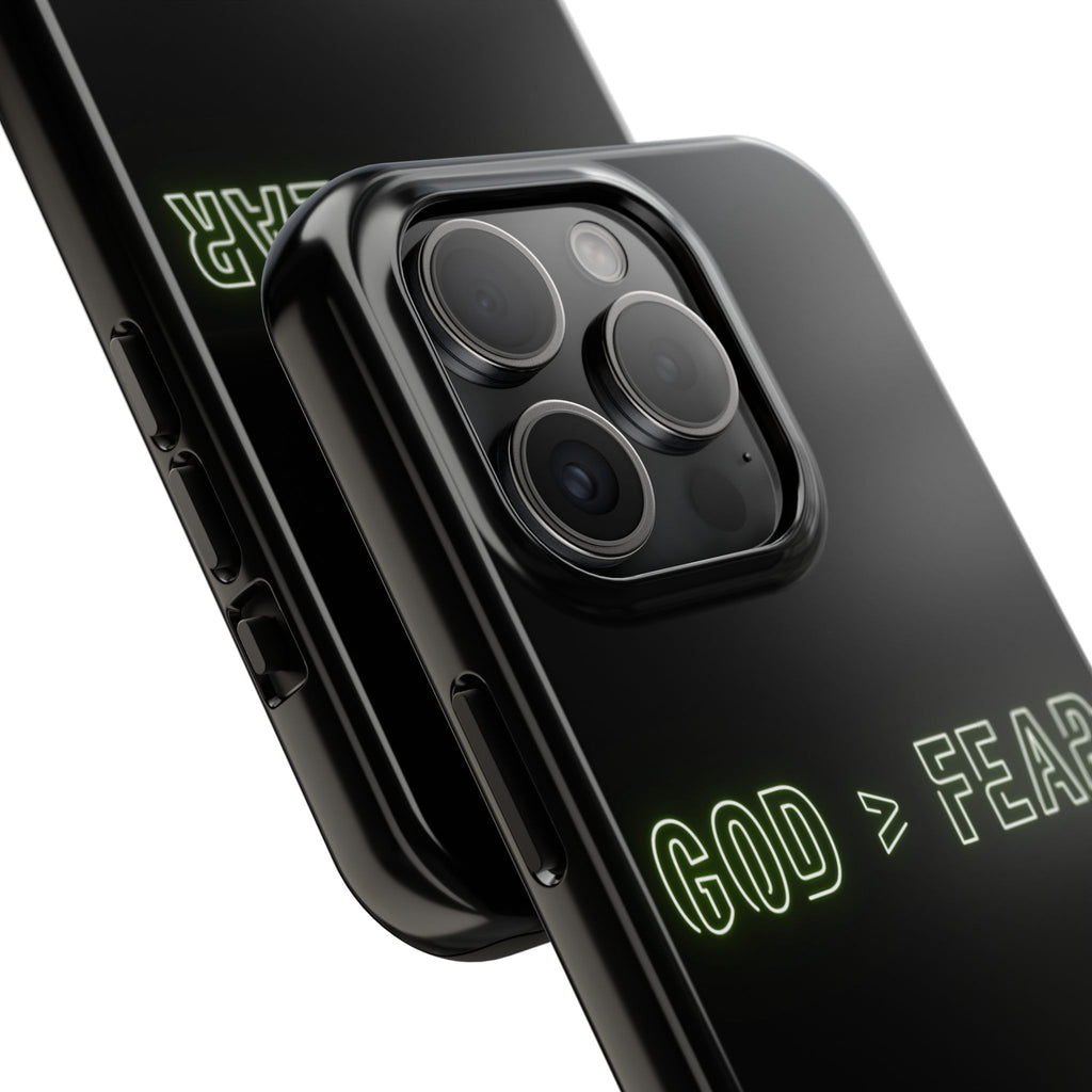 God > Fear Tough Phone Case — Neon Faith Protective iPhone Cover