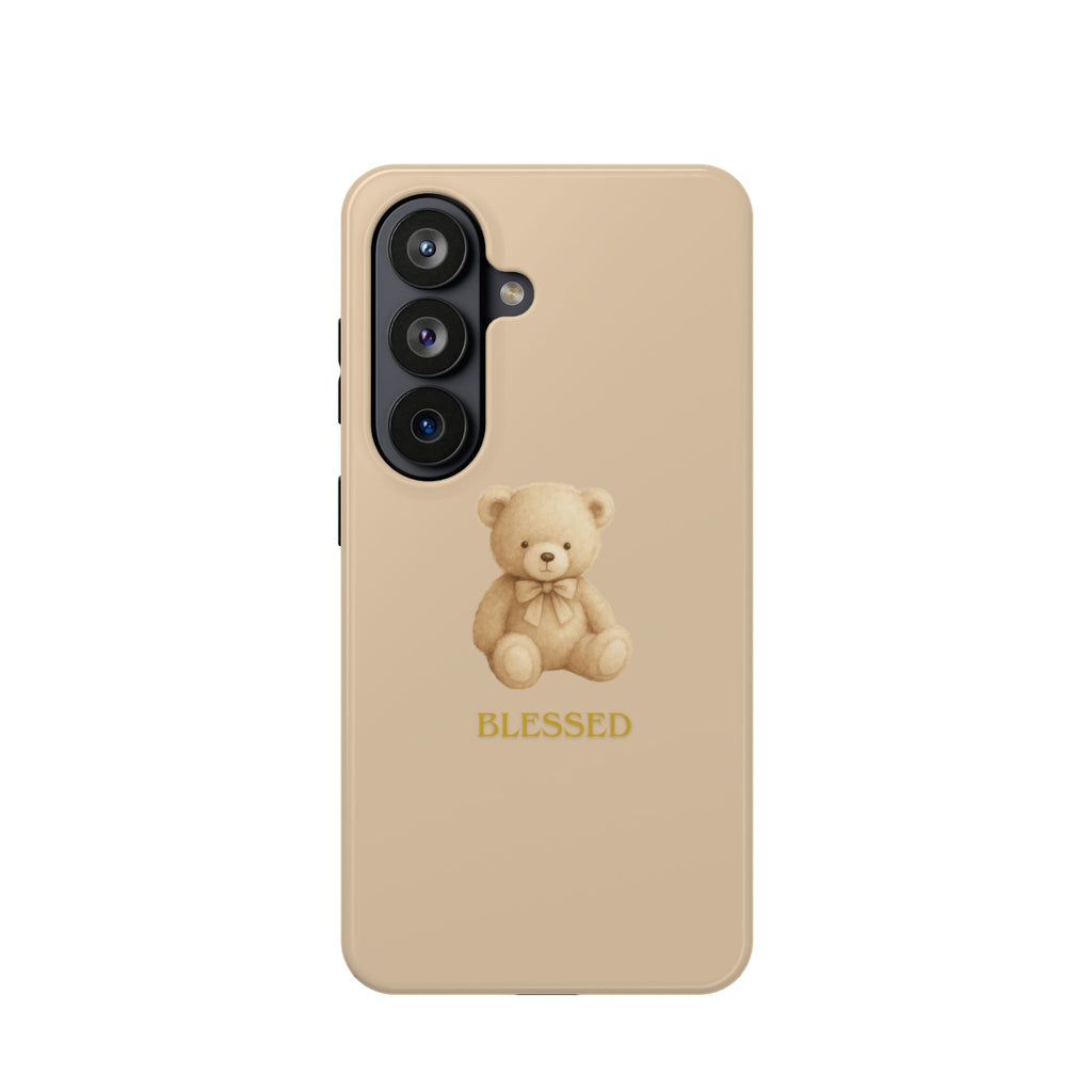 Teddy Bear "Blessed" Impact Phone Case — Protective iPhone Case with Cute Neutral Design