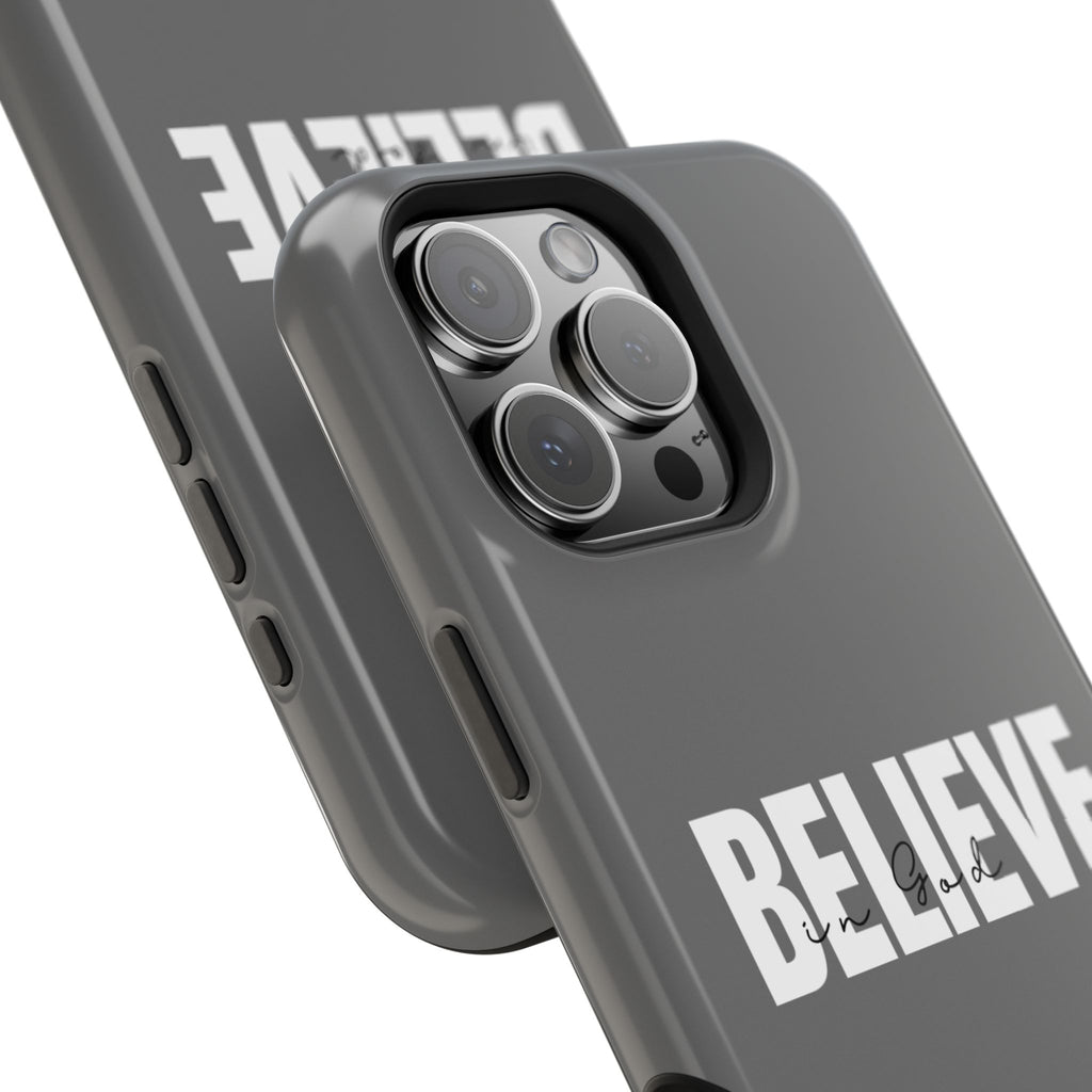 Phone Case — GREY "BELIEVE" Impact-Resistant Protective Cover