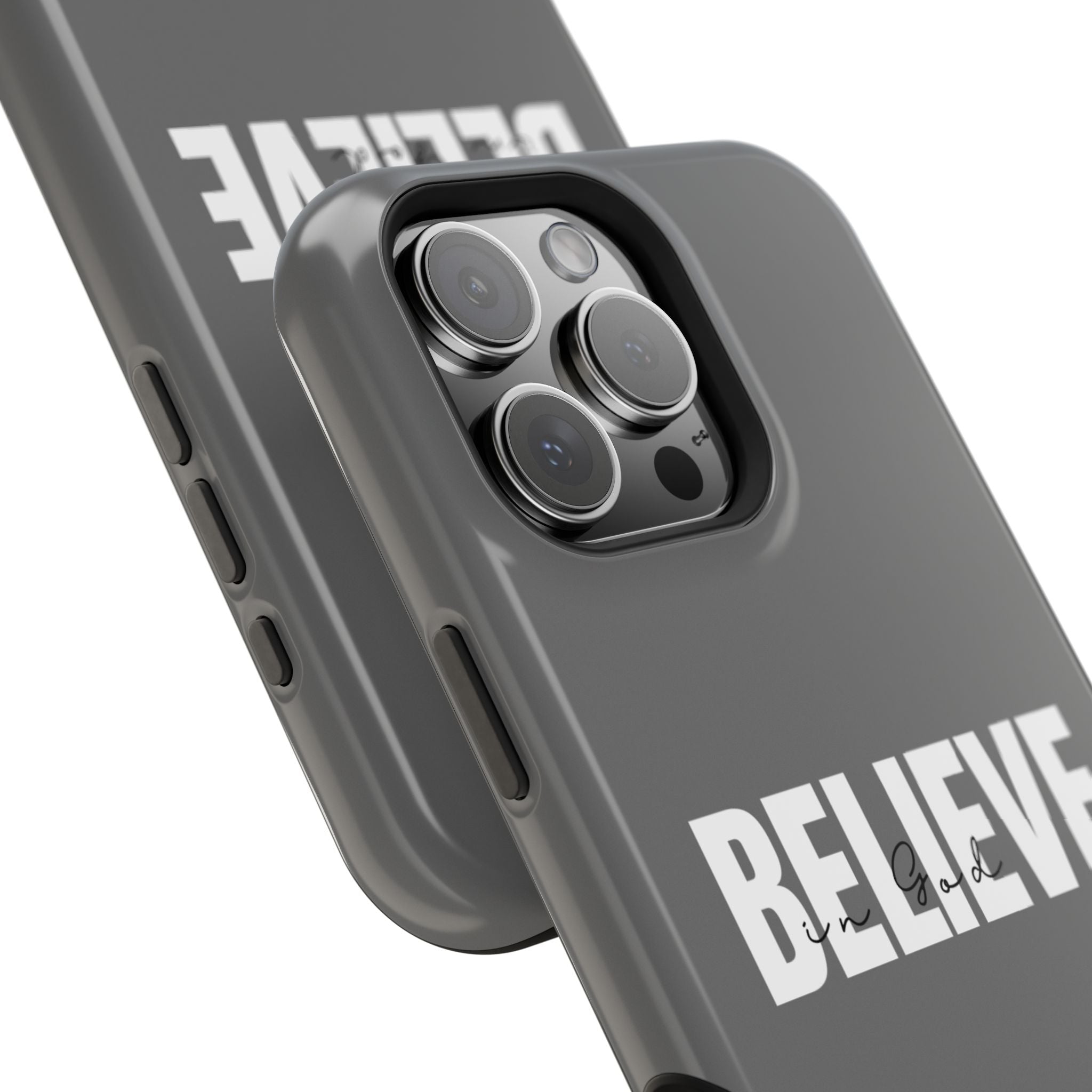 Phone Case — GREY "BELIEVE" Impact-Resistant Protective Cover