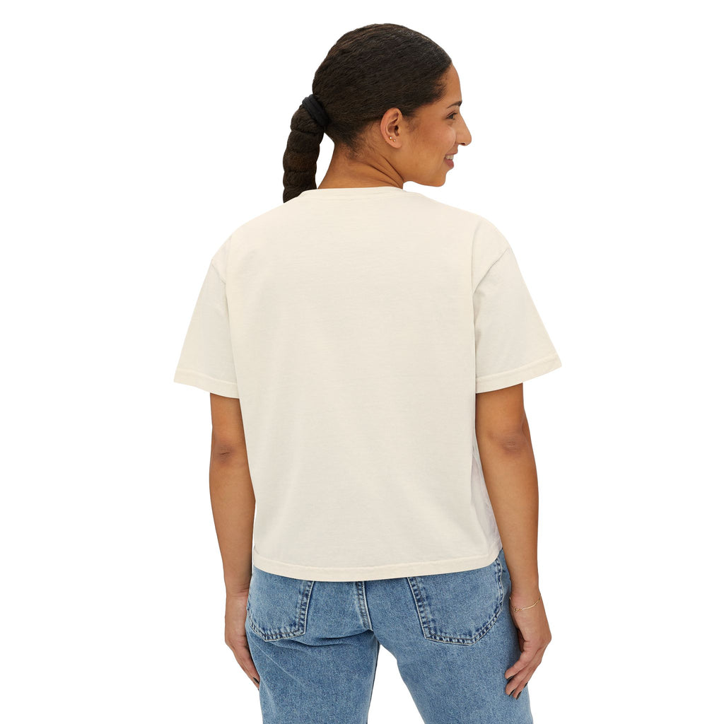 Women's Boxy Tee — Minimal Line Art Floral Silhouette Tee