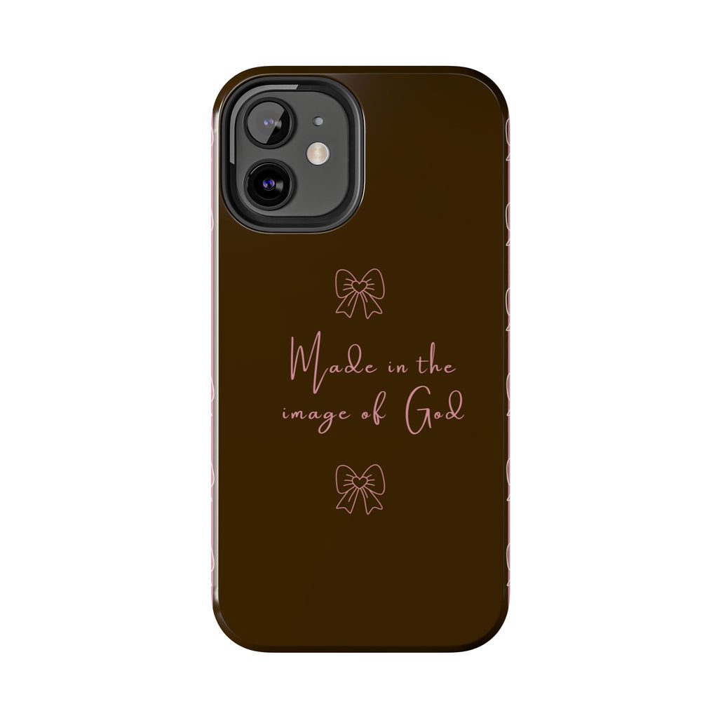 Made in the Image of God Tough Phone Case – Feminine Bow Christian Protective Cover
