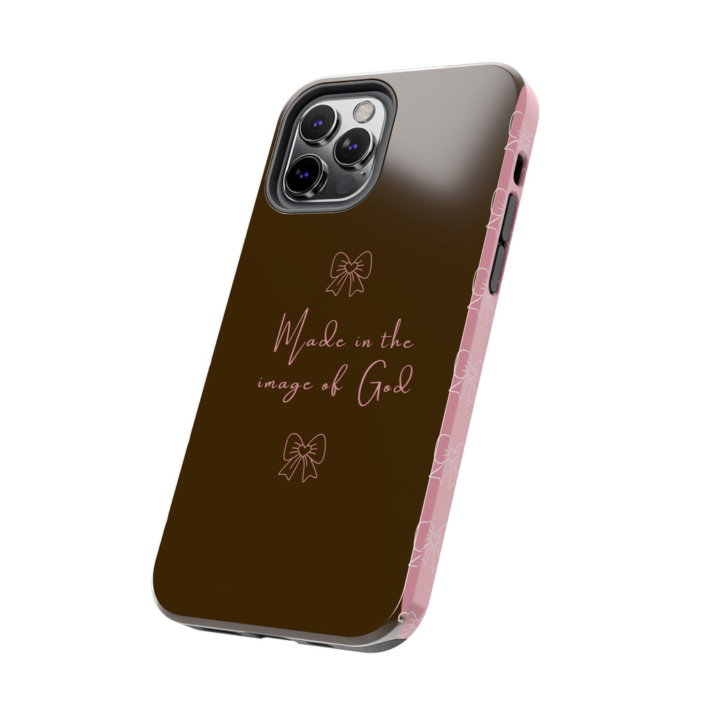 Made in the Image of God Tough Phone Case – Feminine Bow Christian Protective Cover