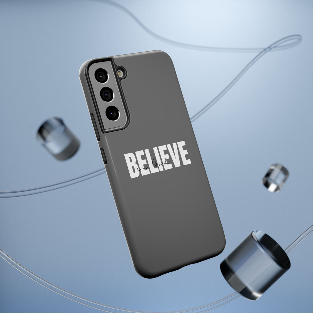Phone Case — GREY "BELIEVE" Impact-Resistant Protective Cover