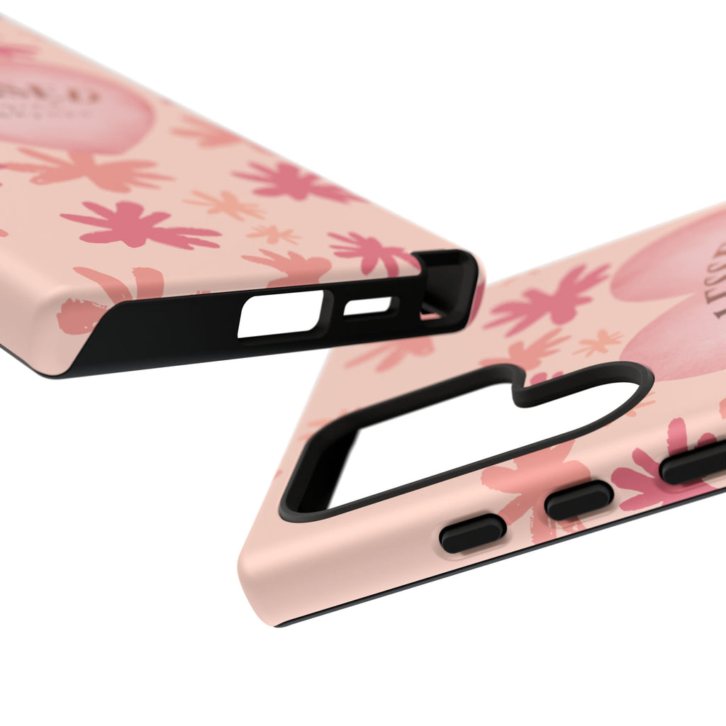 Blessed Heart Floral Phone Case — Pink 'Blessed Beyond Measure' Protective Tough Case