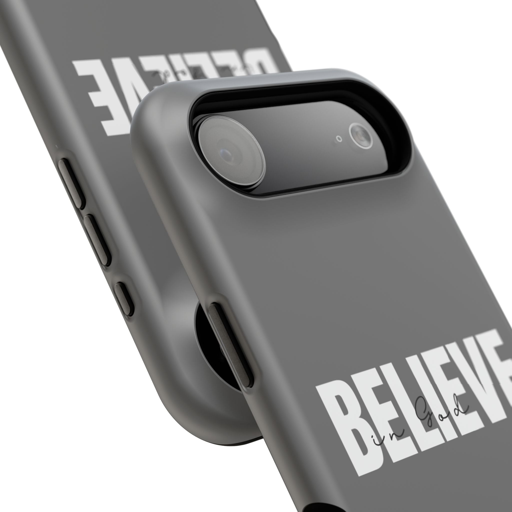 Phone Case — GREY "BELIEVE" Impact-Resistant Protective Cover