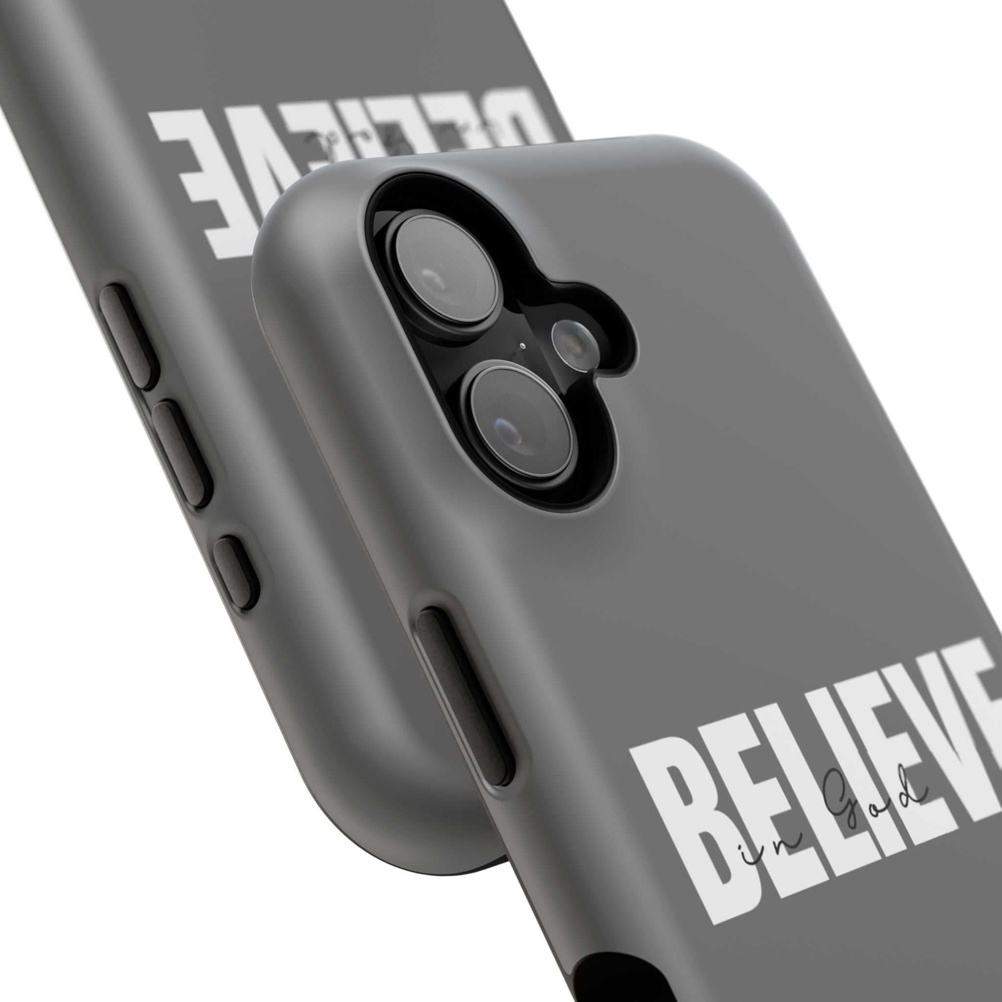 Phone Case — GREY "BELIEVE" Impact-Resistant Protective Cover