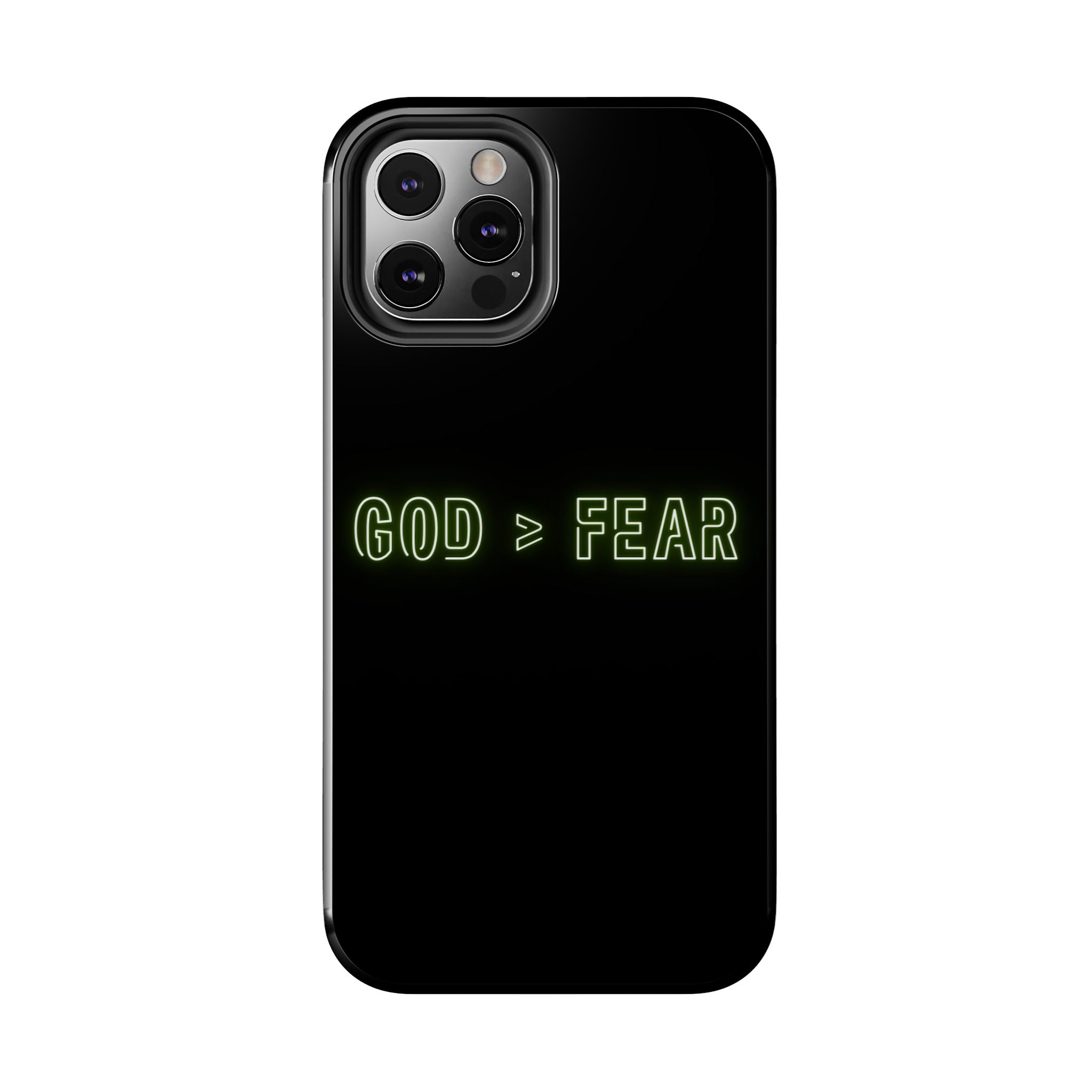God > Fear Tough Phone Case — Neon Faith Protective iPhone Cover