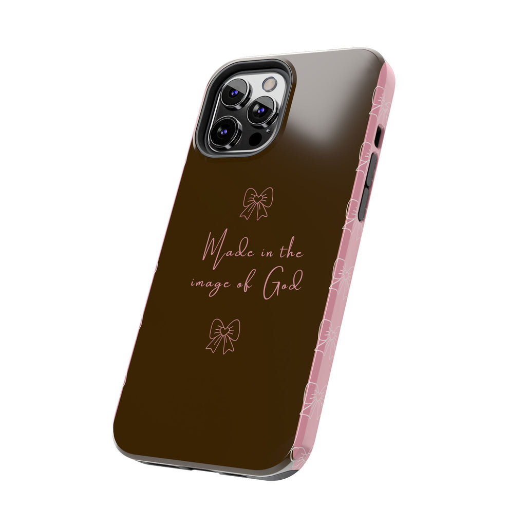 Made in the Image of God Tough Phone Case – Feminine Bow Christian Protective Cover
