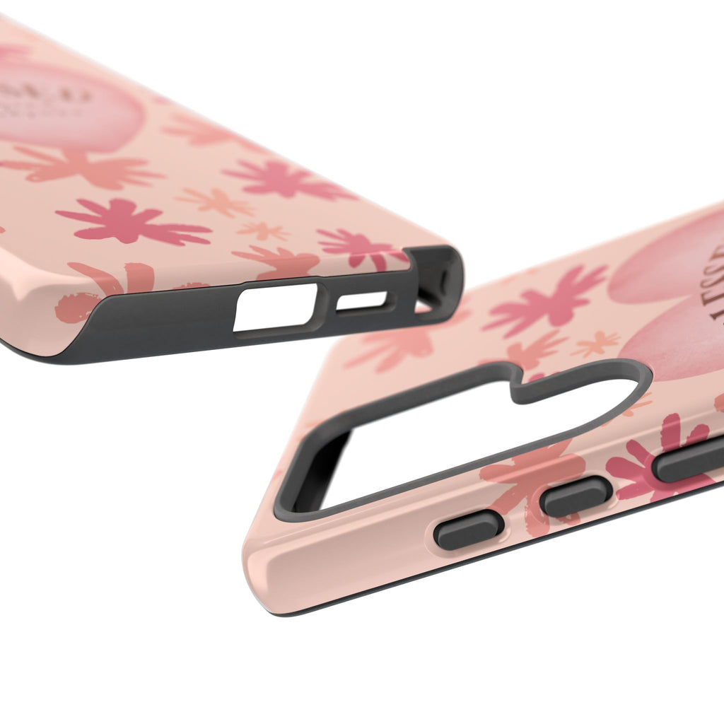 Blessed Heart Floral Phone Case — Pink 'Blessed Beyond Measure' Protective Tough Case