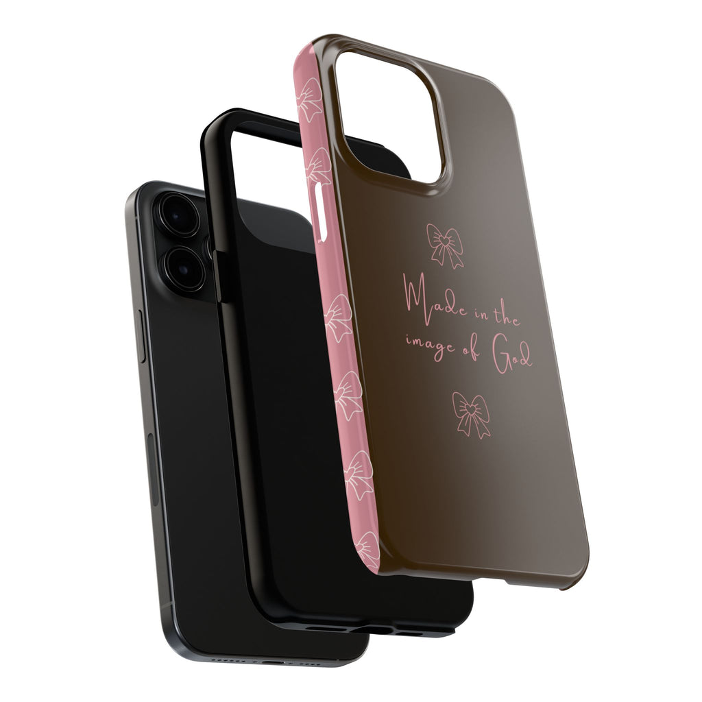 Made in the Image of God Tough Phone Case – Feminine Bow Christian Protective Cover