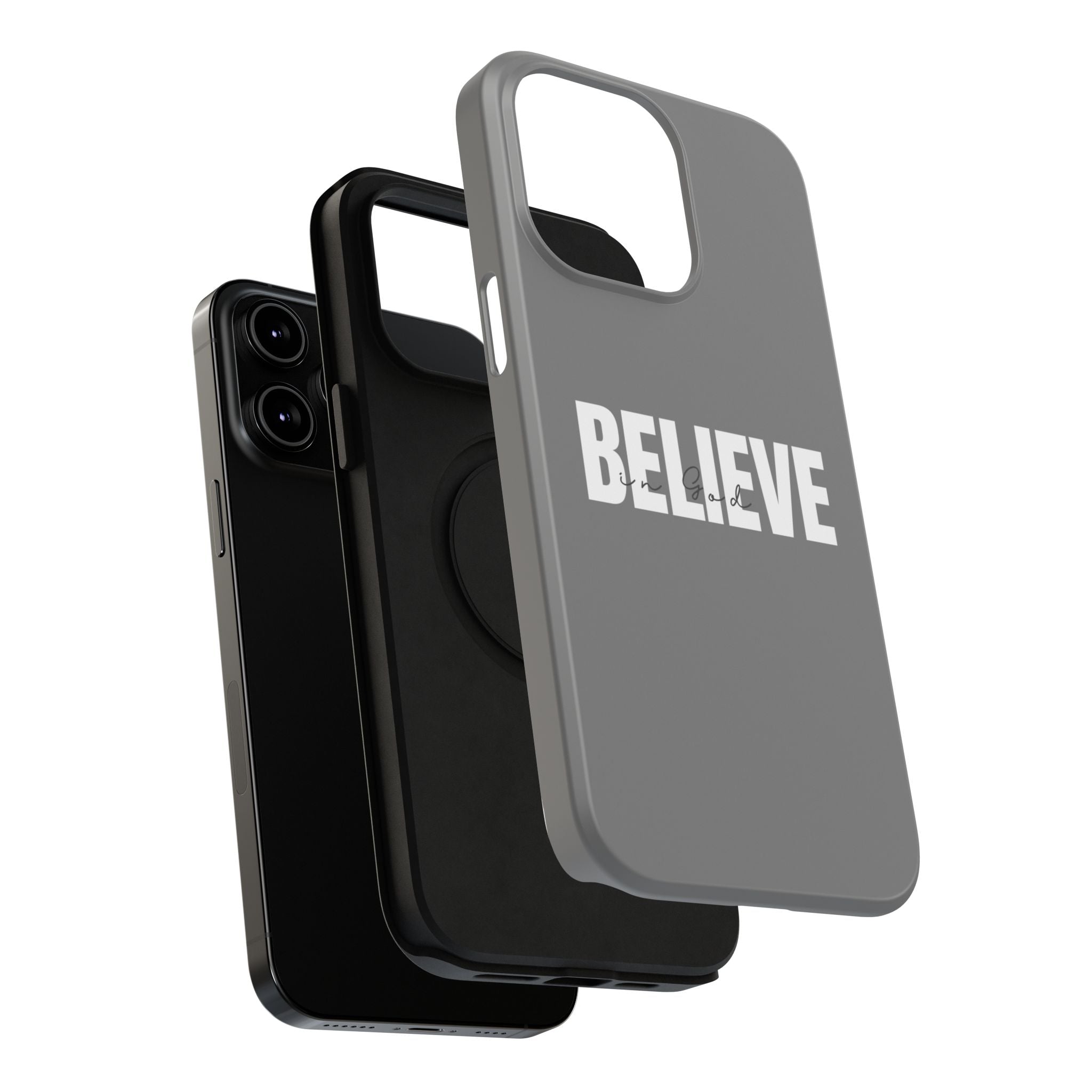 Phone Case — GREY "BELIEVE" Impact-Resistant Protective Cover