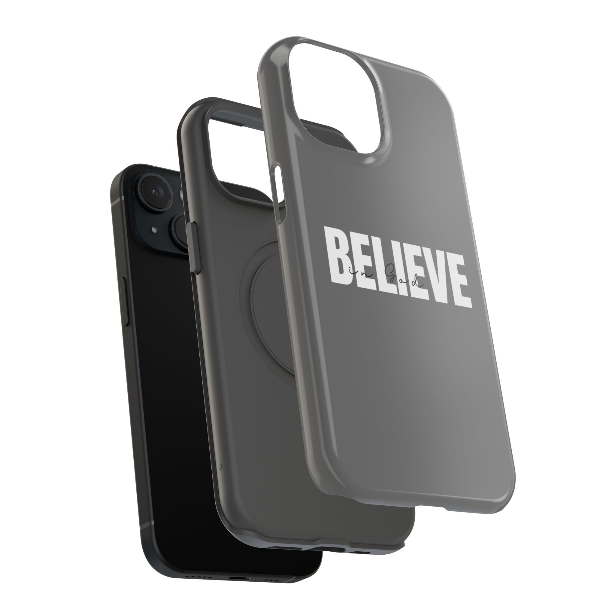 Phone Case — GREY "BELIEVE" Impact-Resistant Protective Cover
