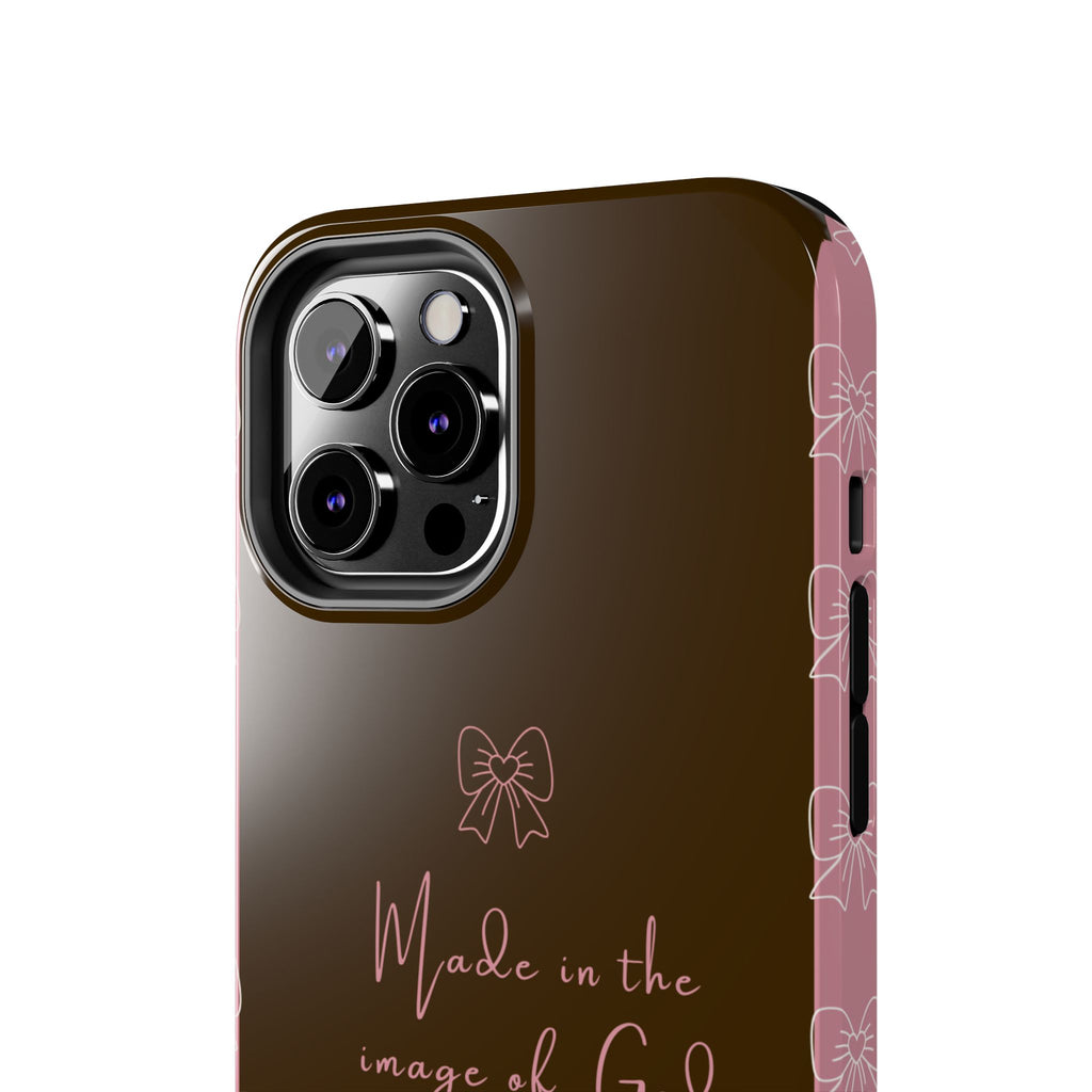 Made in the Image of God Tough Phone Case – Feminine Bow Christian Protective Cover