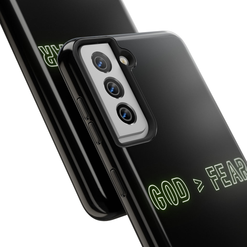 God > Fear Tough Phone Case — Neon Faith Protective iPhone Cover
