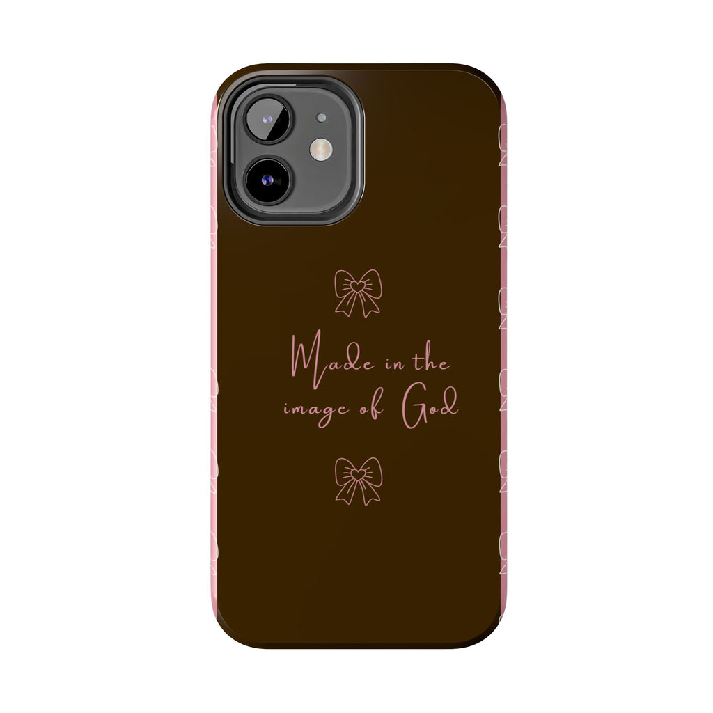 Made in the Image of God Tough Phone Case – Feminine Bow Christian Protective Cover