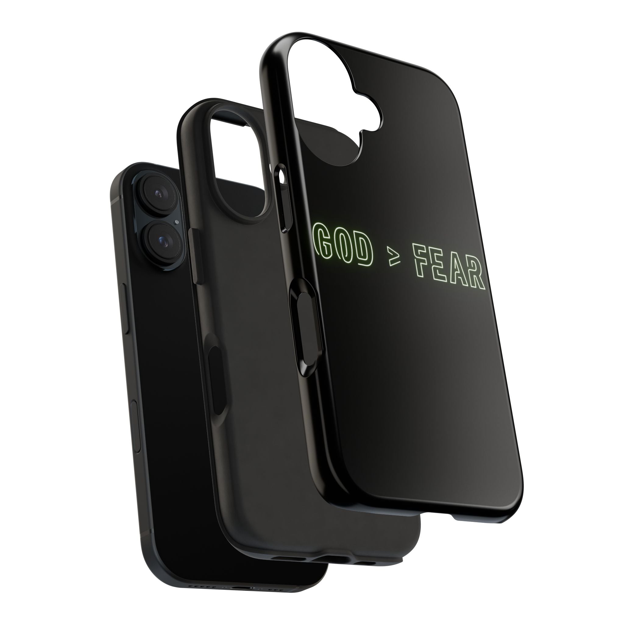 God > Fear Tough Phone Case — Neon Faith Protective iPhone Cover