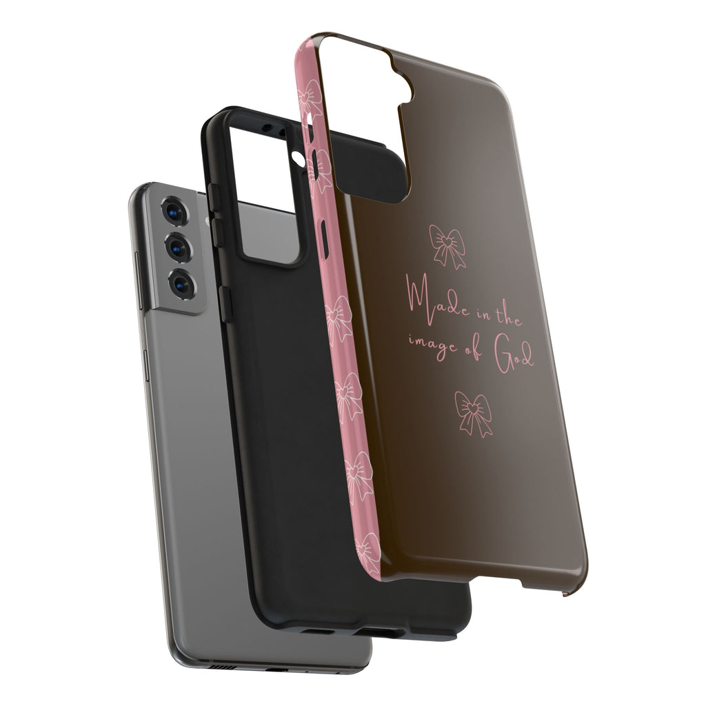 Made in the Image of God Tough Phone Case – Feminine Bow Christian Protective Cover
