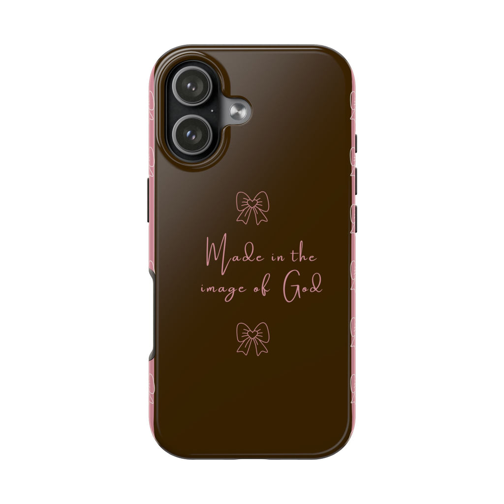 Made in the Image of God Tough Phone Case – Feminine Bow Christian Protective Cover