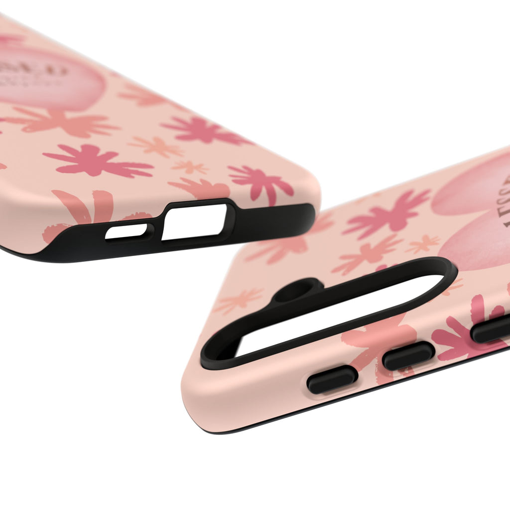 Blessed Heart Floral Phone Case — Pink 'Blessed Beyond Measure' Protective Tough Case