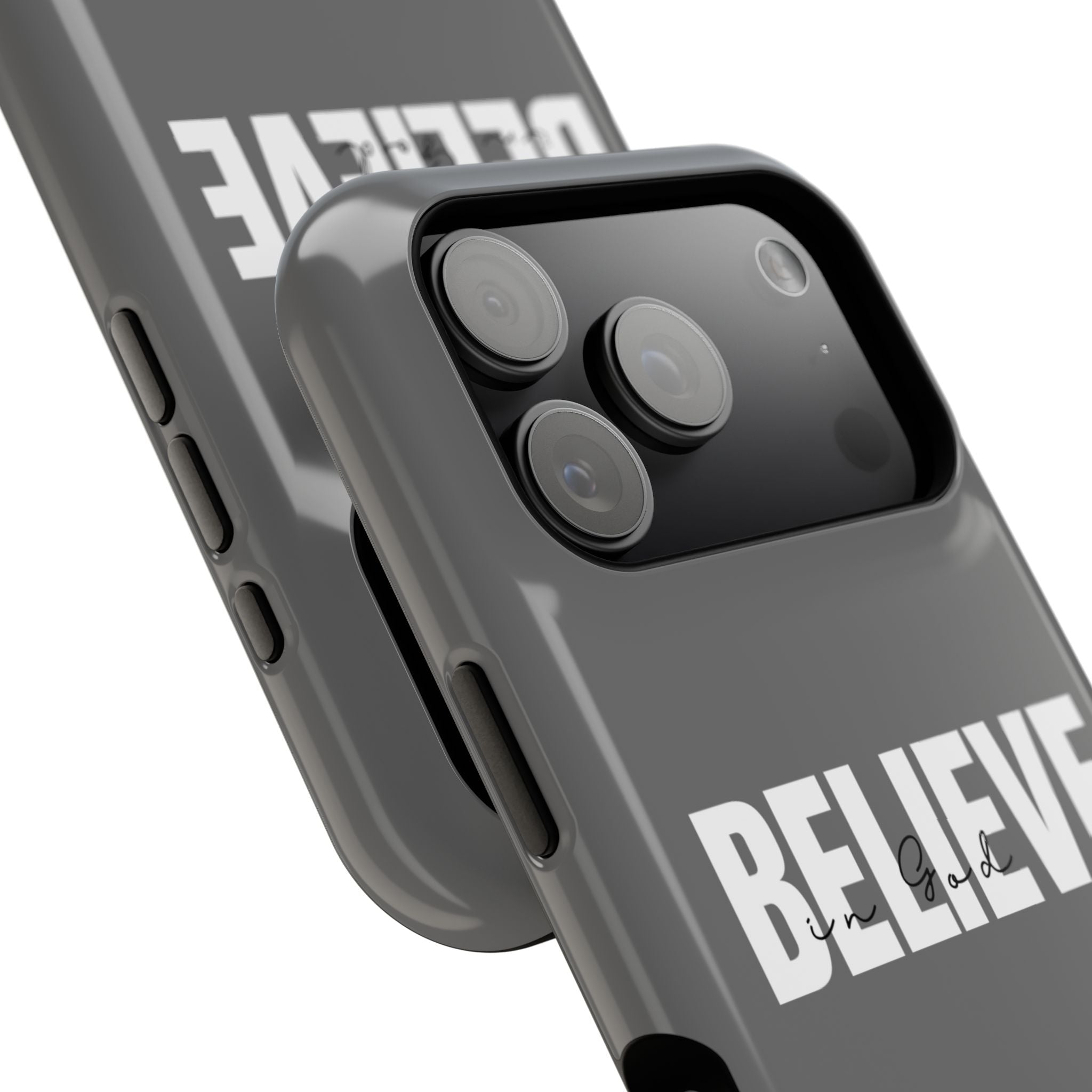 Phone Case — GREY "BELIEVE" Impact-Resistant Protective Cover